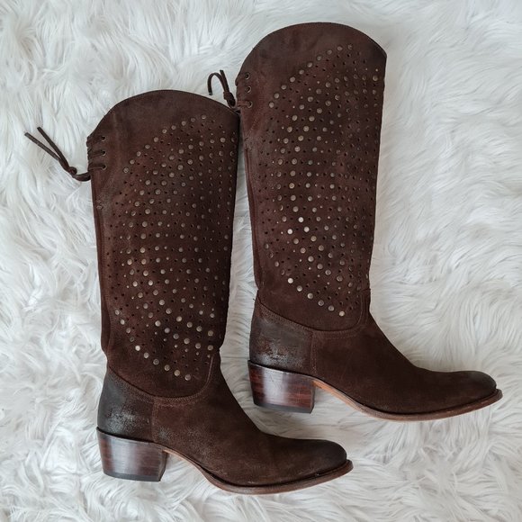 Frye Shoes - FRYE  boots Deborah Back Lace Studded Boots sz 8